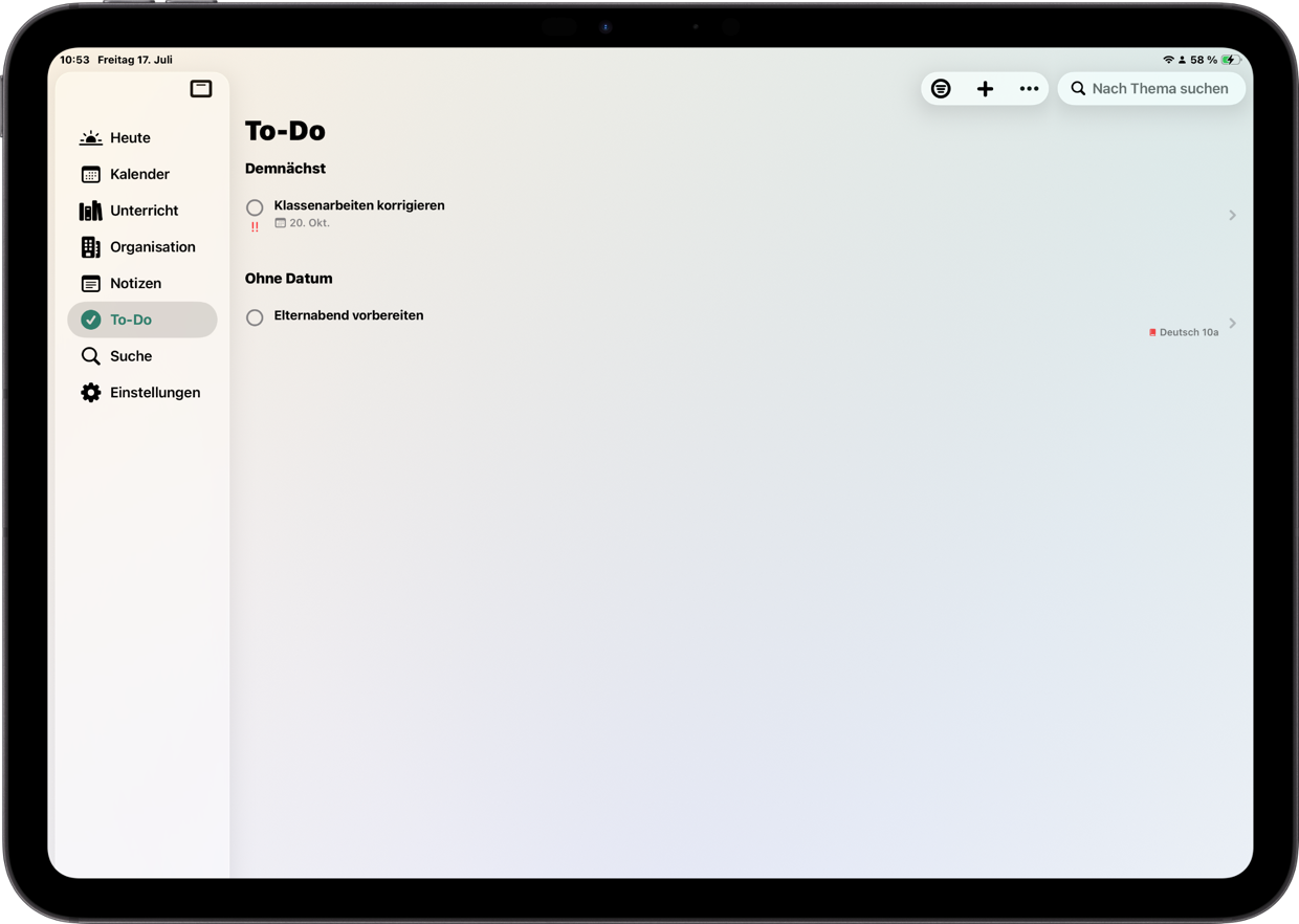 To-Do von Teachary auf iPad und iPhone