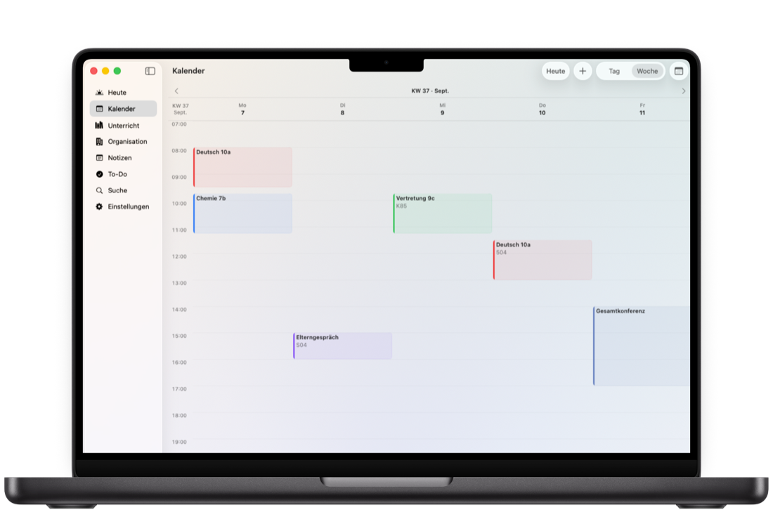 Kalender in Teachary auf dem Mac