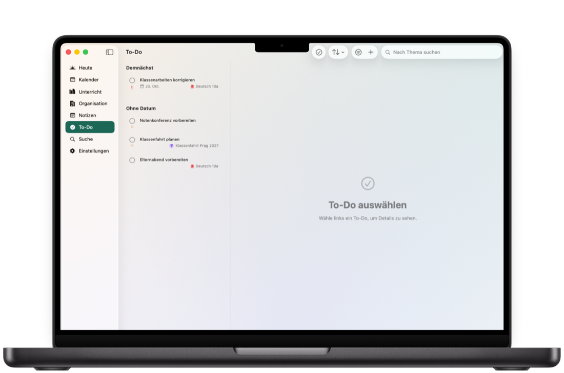 To-Do in Teachary auf dem Mac