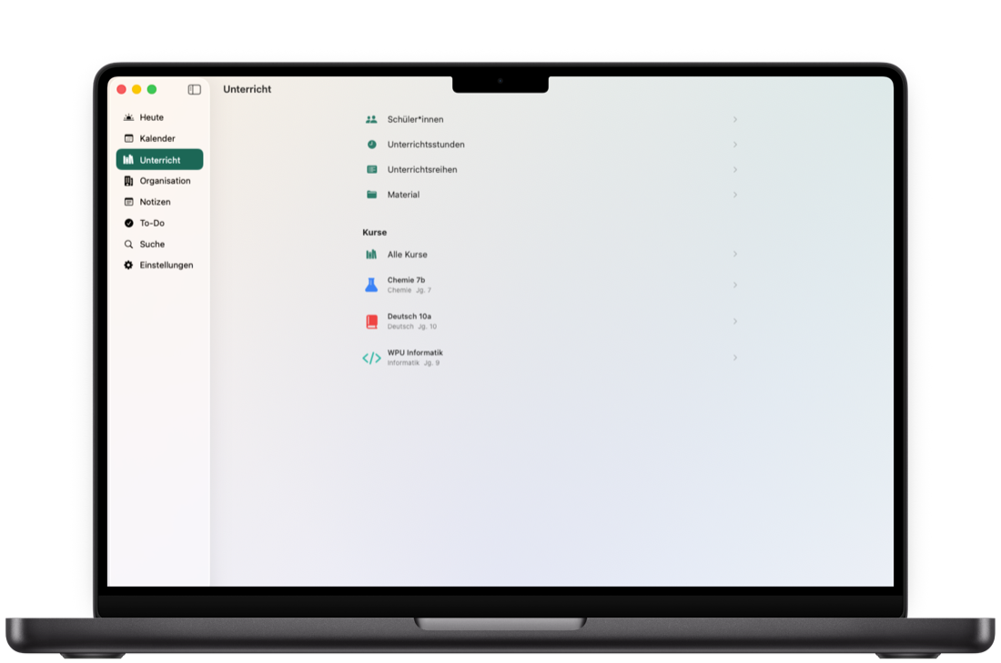Unterricht in Teachary auf dem Mac
